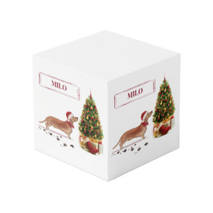 Tan Dackel Funny Christmas Dog mit Baum Würfel