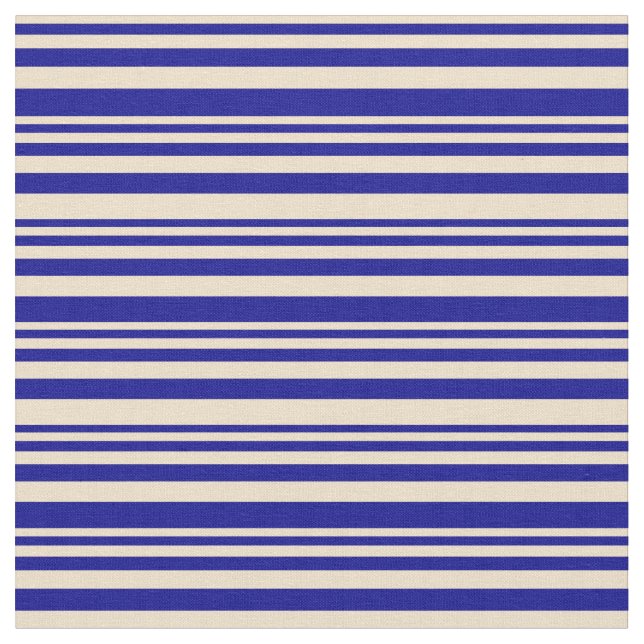 Tan & Dark Blue Colored Lined Pattern Stoff (Nahaufnahme)