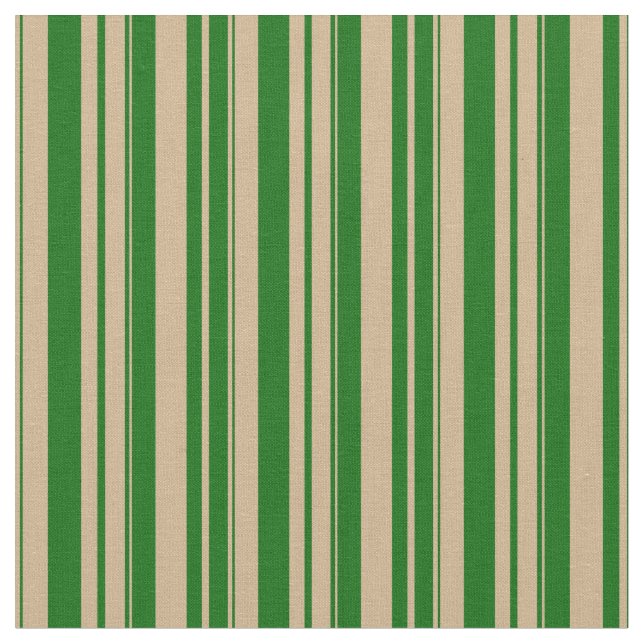 Tan & Dark Green Lines Muster Stoff (Nahaufnahme)