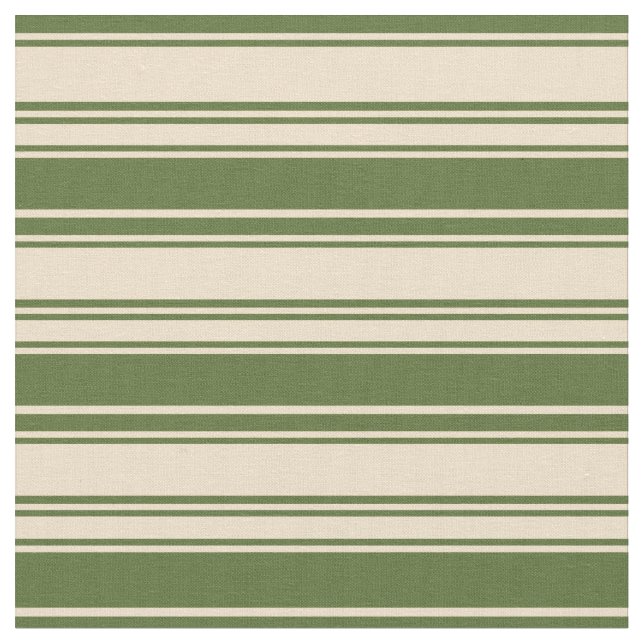 Tan & Dark Olive Green farbige Linde Muster Stoff (Nahaufnahme)