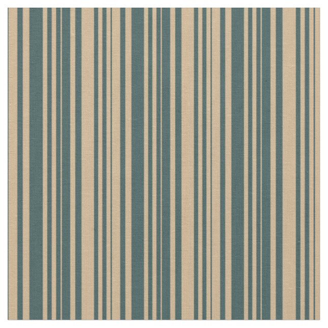 Tan & Dark Slate Grau farbige Streifen Muster Stoff (Nahaufnahme)