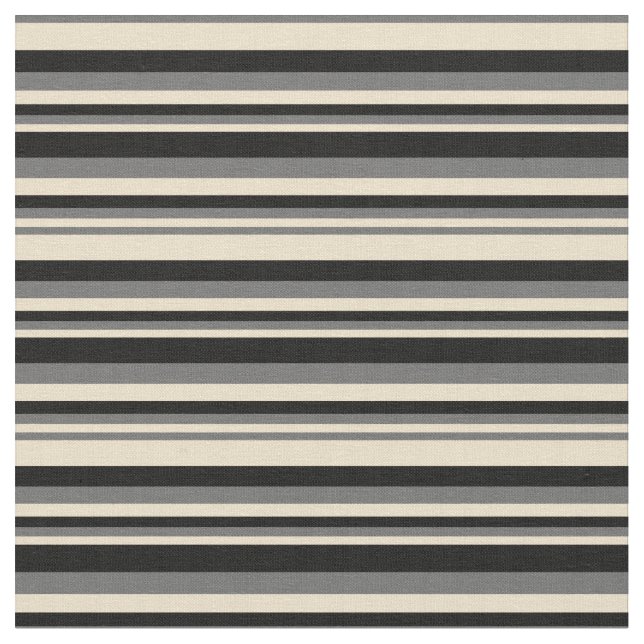Tan, Dim Gray und Schwarz/Streifen-Muster Stoff (Nahaufnahme)