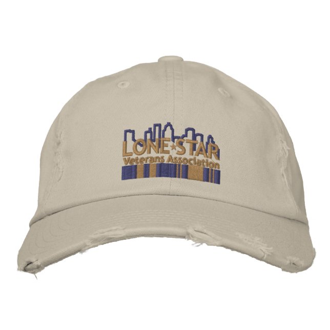 Tan Distressed Logo Hat Bestickte Kappe (Vorderseite)