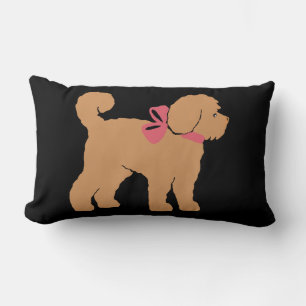 Tan Doodle Hund schwarzes Hintergrundkissen Lendenkissen