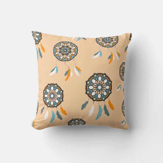 Tan Dream Catcher Square Kissen (Vorderseite)