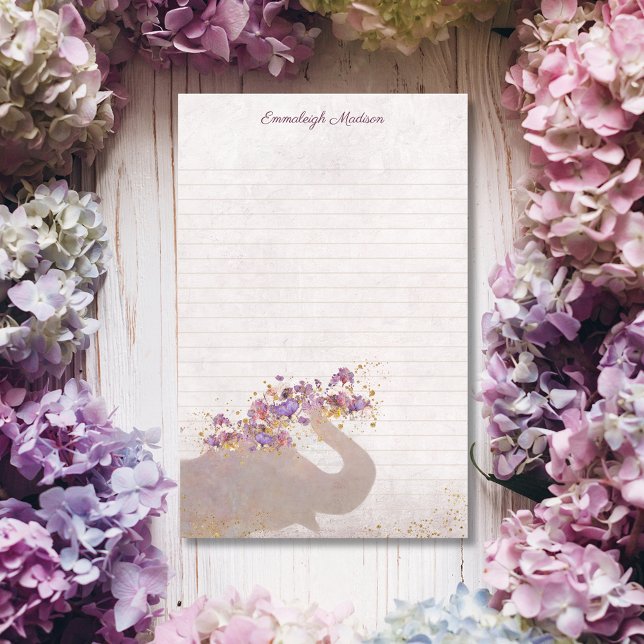 Tan Elephant Dreamy Boho Chic Monogram Stationery Briefpapier (Von Creator hochgeladen)