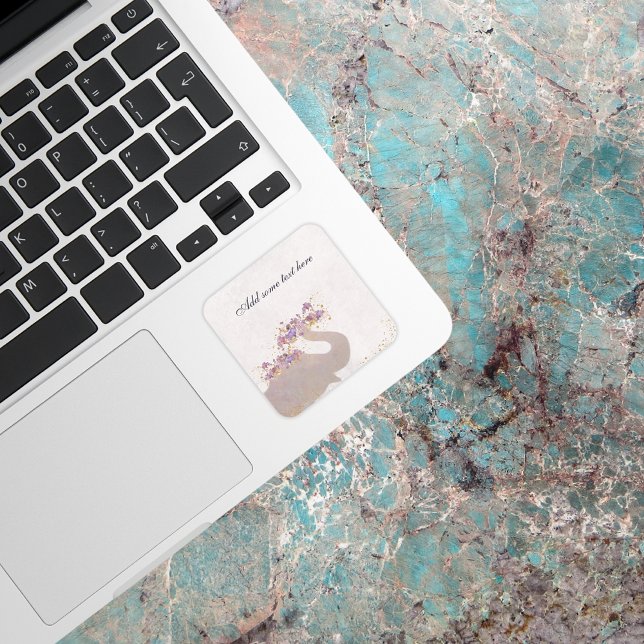 Tan Elephant Dreamy Boho Chic Scrapbooking Quadratischer Aufkleber (Von Creator hochgeladen)