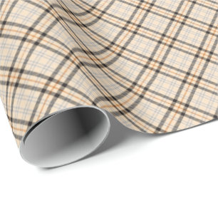 Tan Farmhouse Kariertes Weihnachtsmuster Geschenkpapier