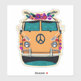 Tan Floral Retro Hippie Van Vintag Colors Art Aufkleber