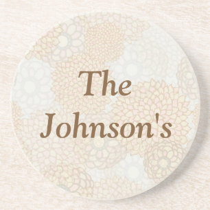 Tan Floral Sandstein Untersetzer