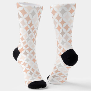 Tan Geometric Diamond Circles Socken