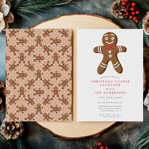 Tan Gingerbread Man Cookie Exchange Weihnachten Einladung