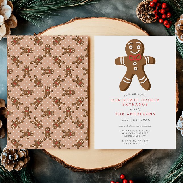 Tan Gingerbread Man Cookie Exchange Weihnachten Einladung (Von Creator hochgeladen)
