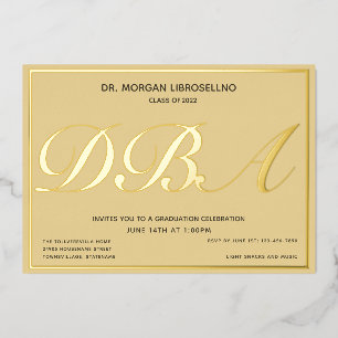 Tan Gold Graduate DBA-Abschluss Folieneinladung