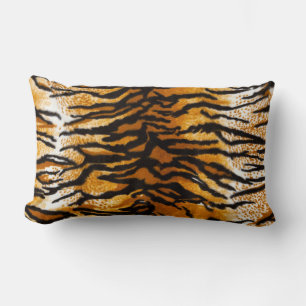 Tan & Gold Tiger Print Lumbar Throw Kissen