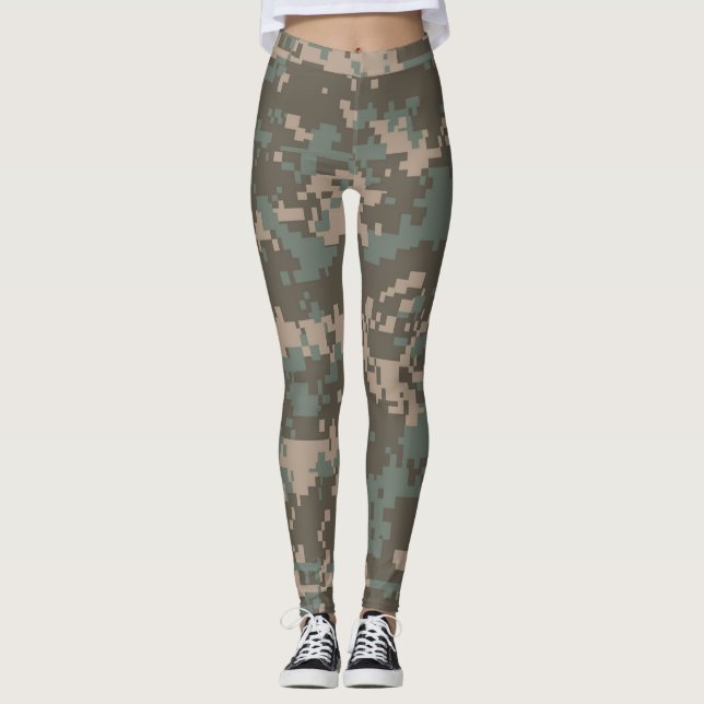 Tan Green Camouflage Women's Leggings (Vorderseite)