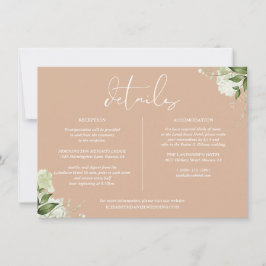 Tan Greenery Floral Wedding Details Einladung
