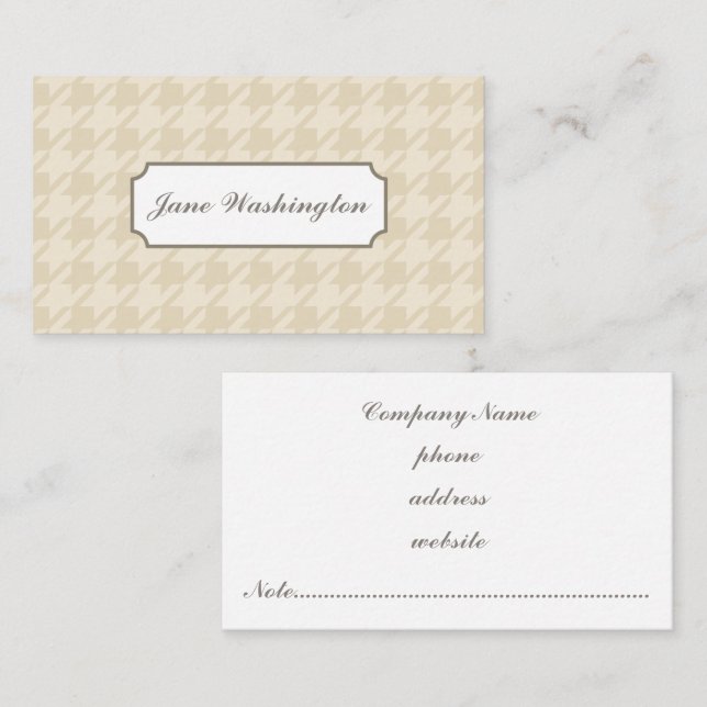 Tan Hahnentrittmuster Business Card Visitenkarte (Vorne/Hinten)
