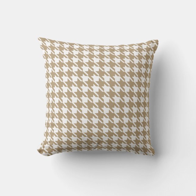 Tan Hahnentrittmuster Pattern Pillow Kissen (Vorderseite)