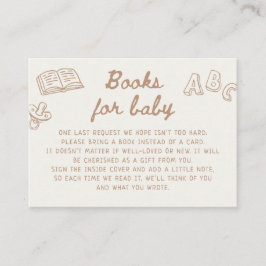 Tan Hand Drawing Baby Shower Books for Baby Begleitkarte