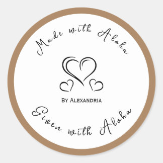 Tan handgefertigt, mit Aloha-Aufkleber Runder Aufkleber