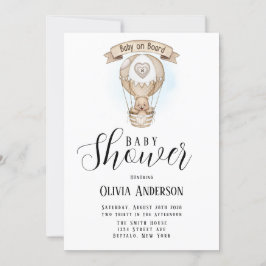 Tan Hot Air Ballon Teddy Bear Baby Dusche Einladung