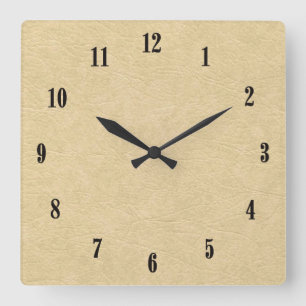 Tan Leather Look Quadratische Wanduhr