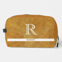Tan Leather Textur Trim White Monogram Name