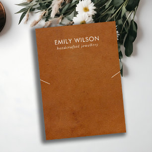 TAN LEATHER TEXTURE NECKLACE BRACELET DISPLAD KART VISITENKARTE