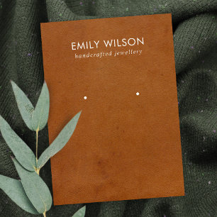 TAN LEATHER TEXTURE STUDIE EARRING DISPLAY CARD VISITENKARTE