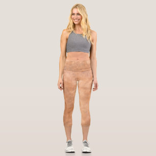 Tan Leder Look capri Leggings