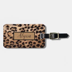 Tan Leopard Cheetah Animal Print Personalisiert Gepäckanhänger