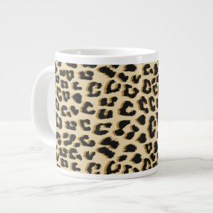 Tan Leopard Print Jumbo-Tasse