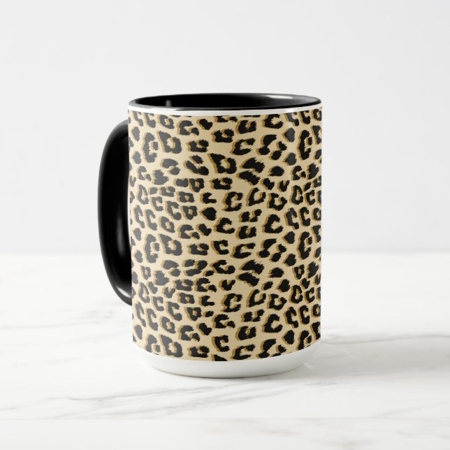 Tan Leopard Print Tasse (Vorderseite Links)