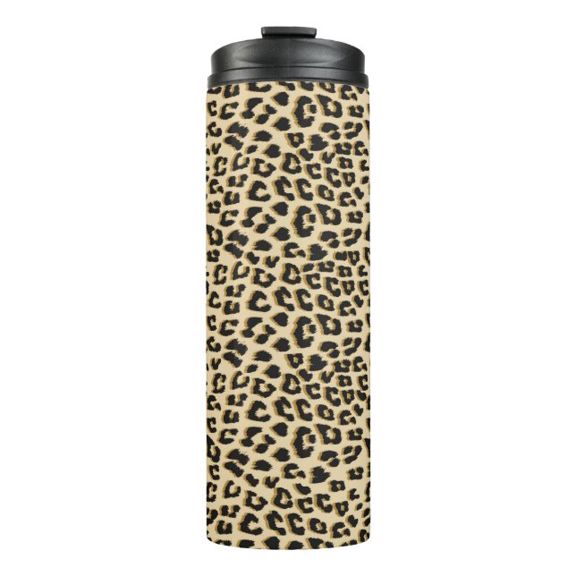Tan Leopard Print Thermosbecher (Vorderseite)