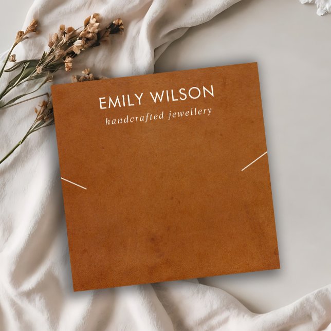 TAN LETHER TEXTURE BAND NECKLACE DISPLAKARTE QUADRATISCHE VISITENKARTE (Von Creator hochgeladen)