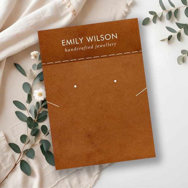 TAN LETHER TEXTURE NECKLACE EARRING DISPLAKARTE VISITENKARTE (Von Creator hochgeladen)