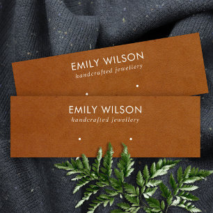 TAN LETHER TEXTURE STUD EARRING DISPLAY CARD MINI VISITENKARTE