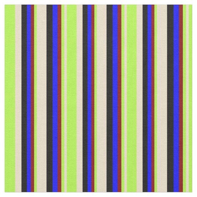Tan, Light Green, Maroon, Blau und Schwarz Stoff (Nahaufnahme)
