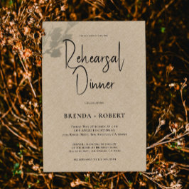 Tan linen Simple White Script Probe Dinner Einladung