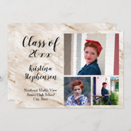 Tan Marble 3 Foto School Abschluss Ankündigung