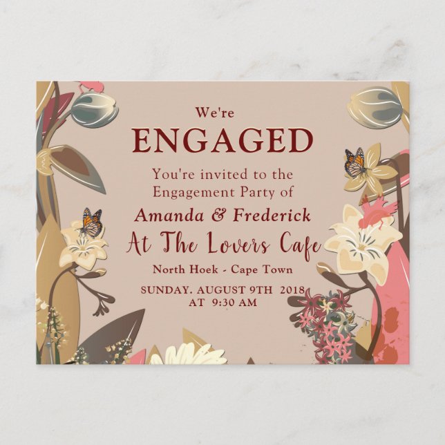 Tan - Marsala Wine & a Drehung of Hues of Pink Einladungspostkarte (Vorderseite)