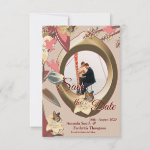 Tan - Marsala Wine & Drehung von Pink Save The Date