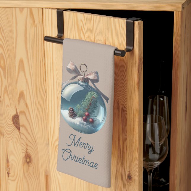 Tan Merry Christmas Ornament Küchentuch (Drittel gefaltet)