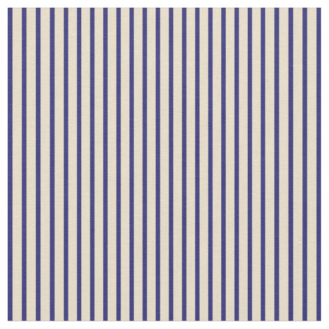Tan & Midnight Blue Striping/Linke Muster Stoff (Nahaufnahme)