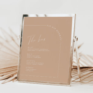 Tan Minimalistisch Calligraphy Wedding Bar Menu