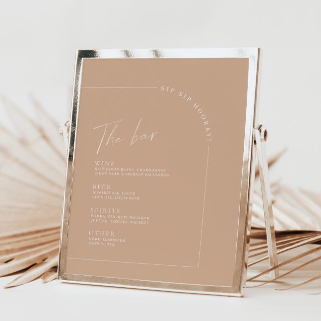 Tan Minimalistisch Calligraphy Wedding Bar Menu (Von Creator hochgeladen)