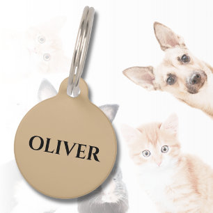 Tan Minimalistisch Cat Dog Name Address Haustiermarke