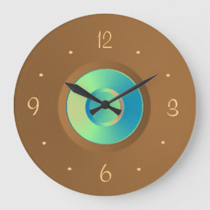 Tan mit Aqua Blue Center>Wall Clock Große Wanduhr