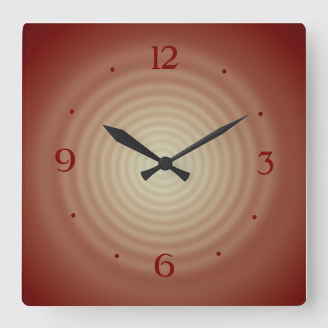 Tan mit Lemon Swirl Center>Wall Clock Quadratische Wanduhr (Vorderseite)